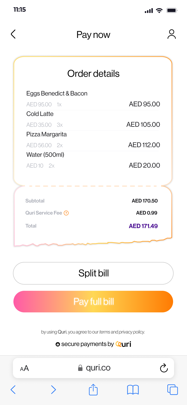 Quri Tip Selection Screen